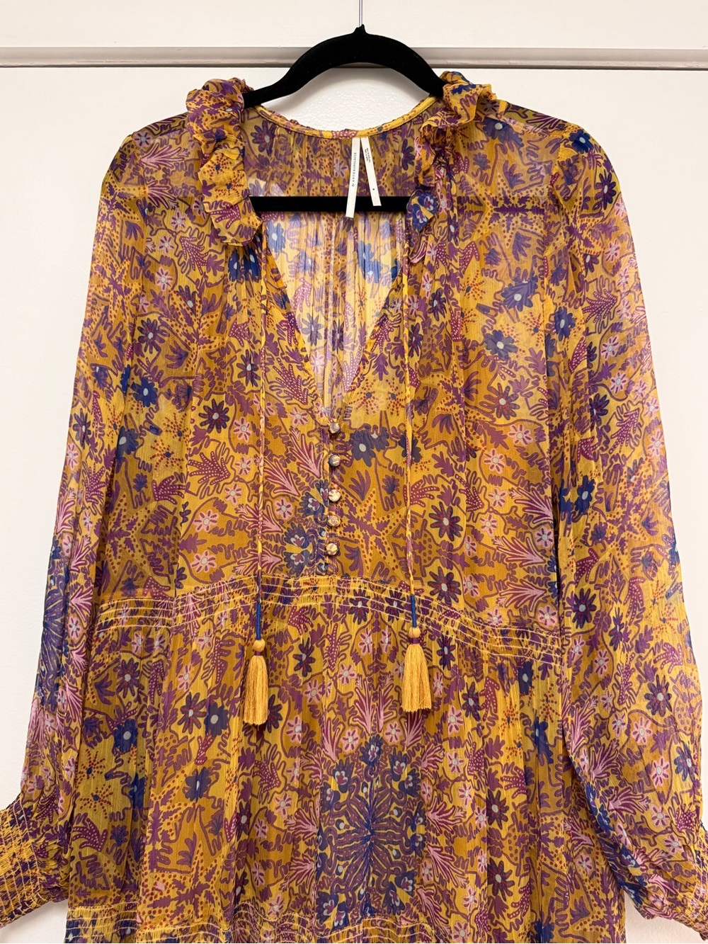 Bohemian Floral Maxi Dress in Mustard